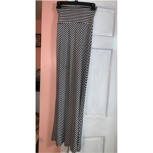 Black and white striped maxi skirt